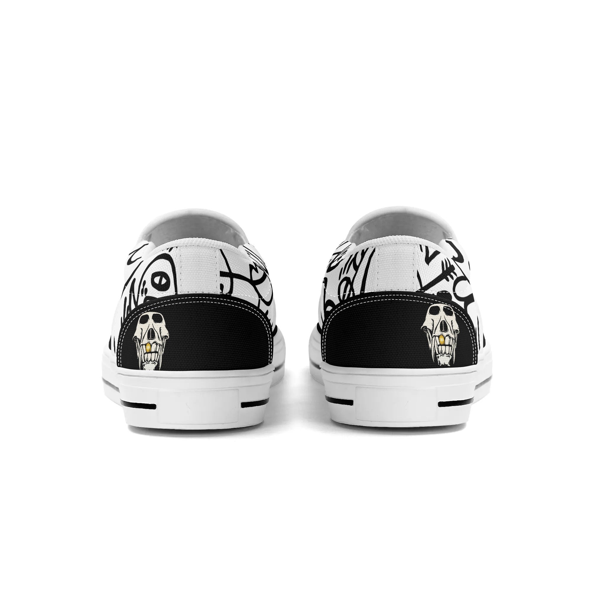 Slip ons in the spirit of the original skate shoe. The pattern is a tip of the cap to the gonz from rudeboy cycles 