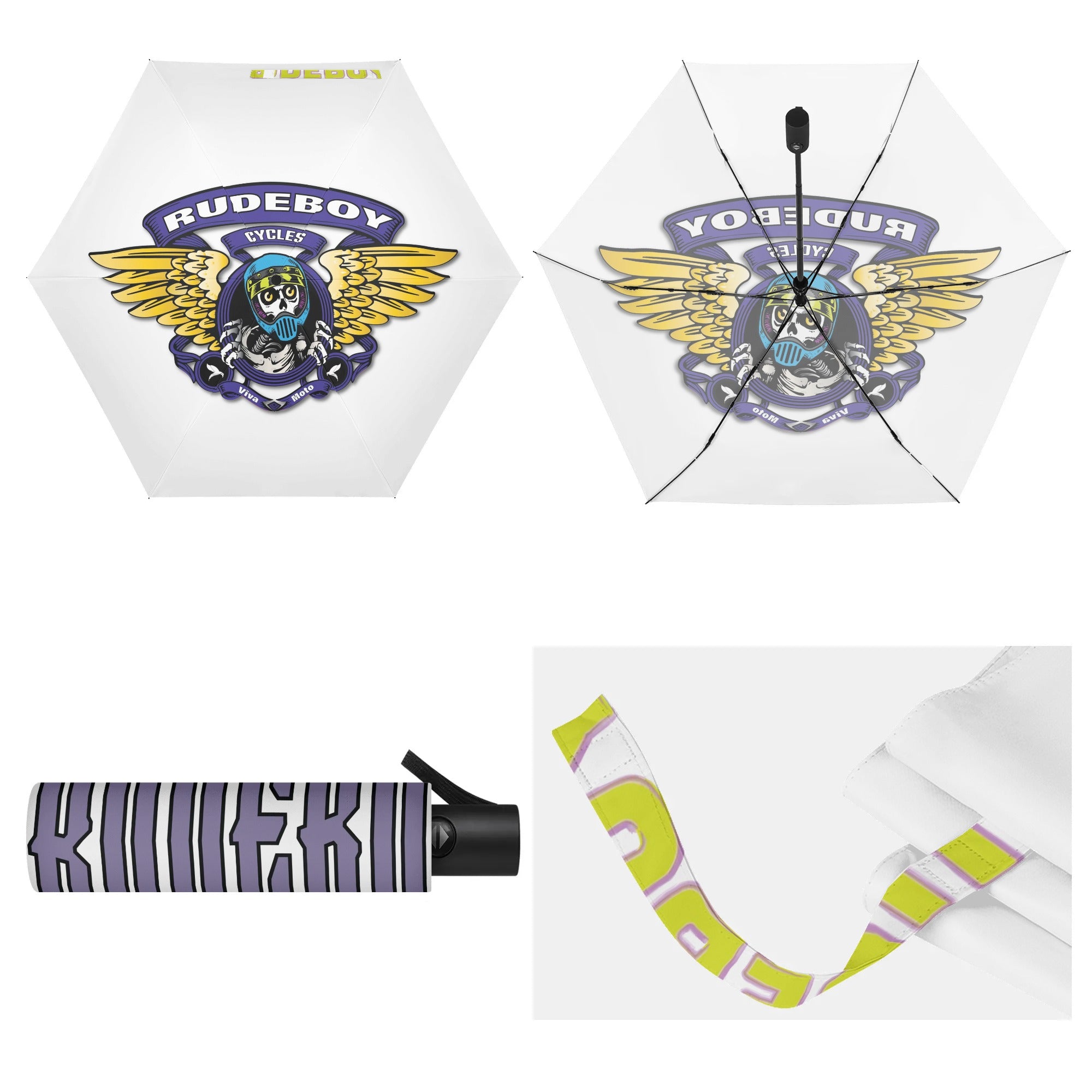 Rude Brigade Lightweight Auto Open & Close Umbrella Printing Outside