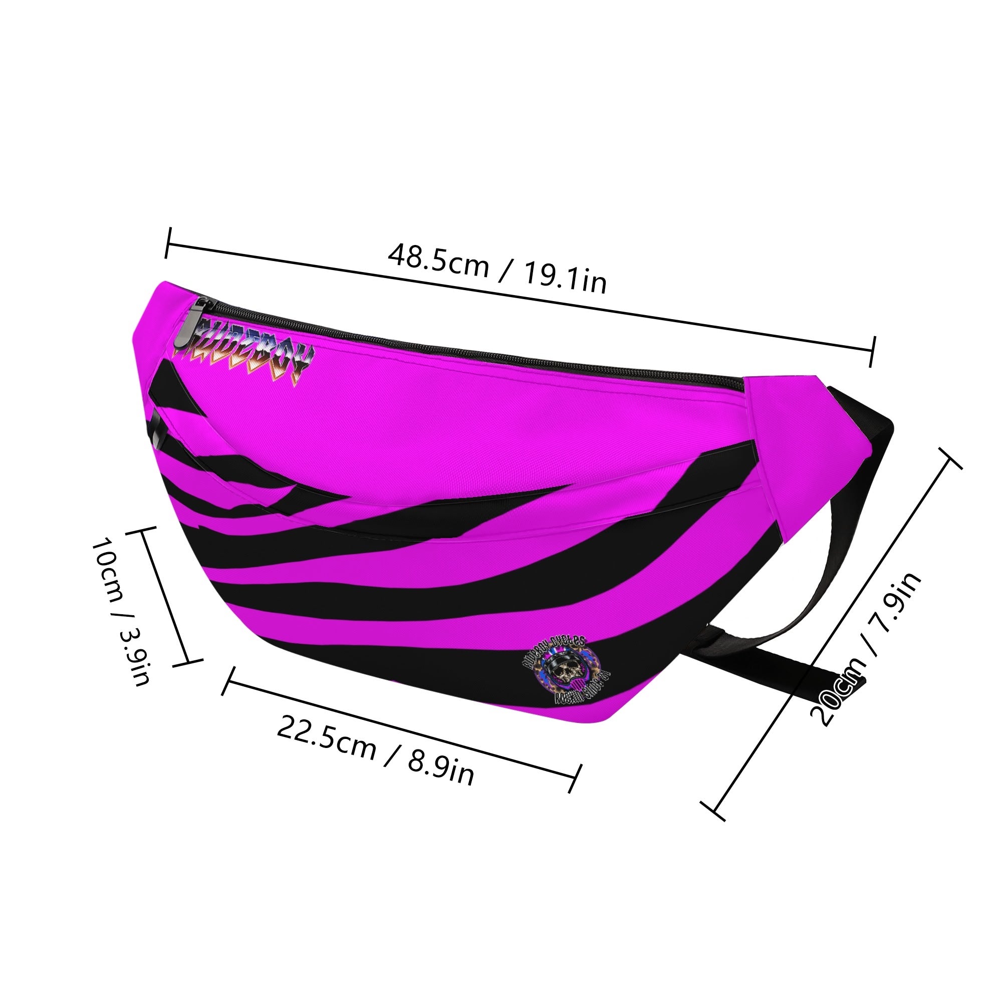 Hair metal large pink fanny pack zebra from rudeboy cycle