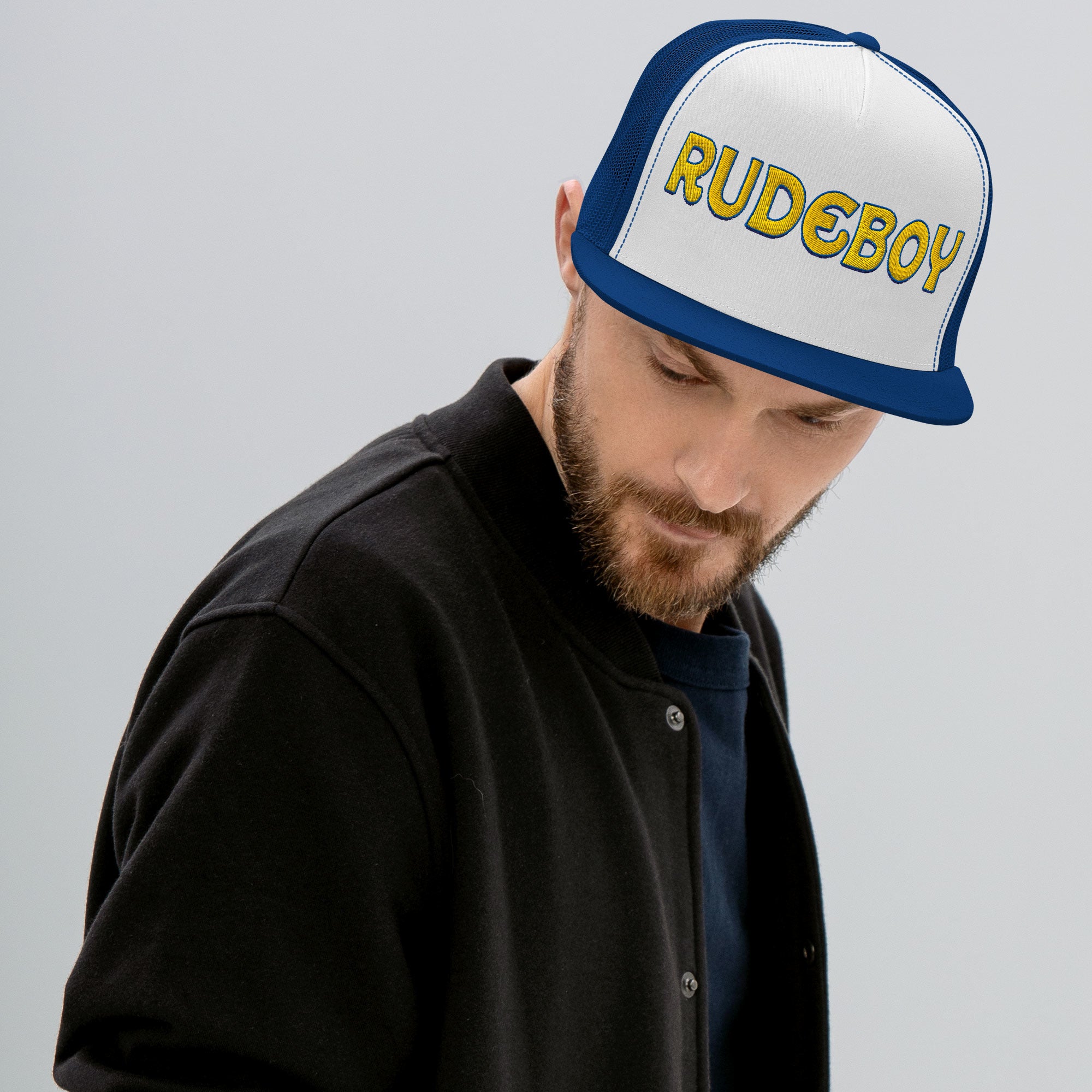 Vapin Jose flat brim trucker hat from Rudeboy Cycle’s Golden Era collection 