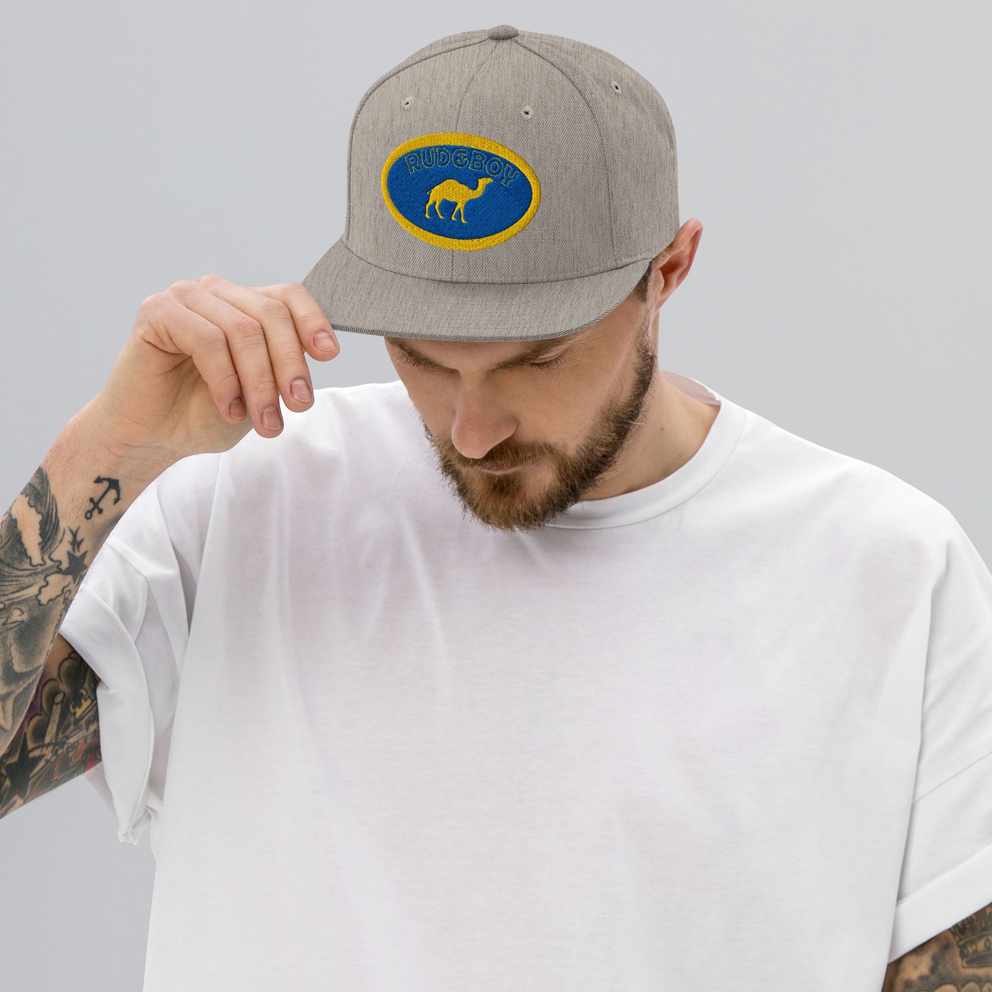 Single hump flat brim snap back hat from Rudeboy Cycle’s Golden Era collection 