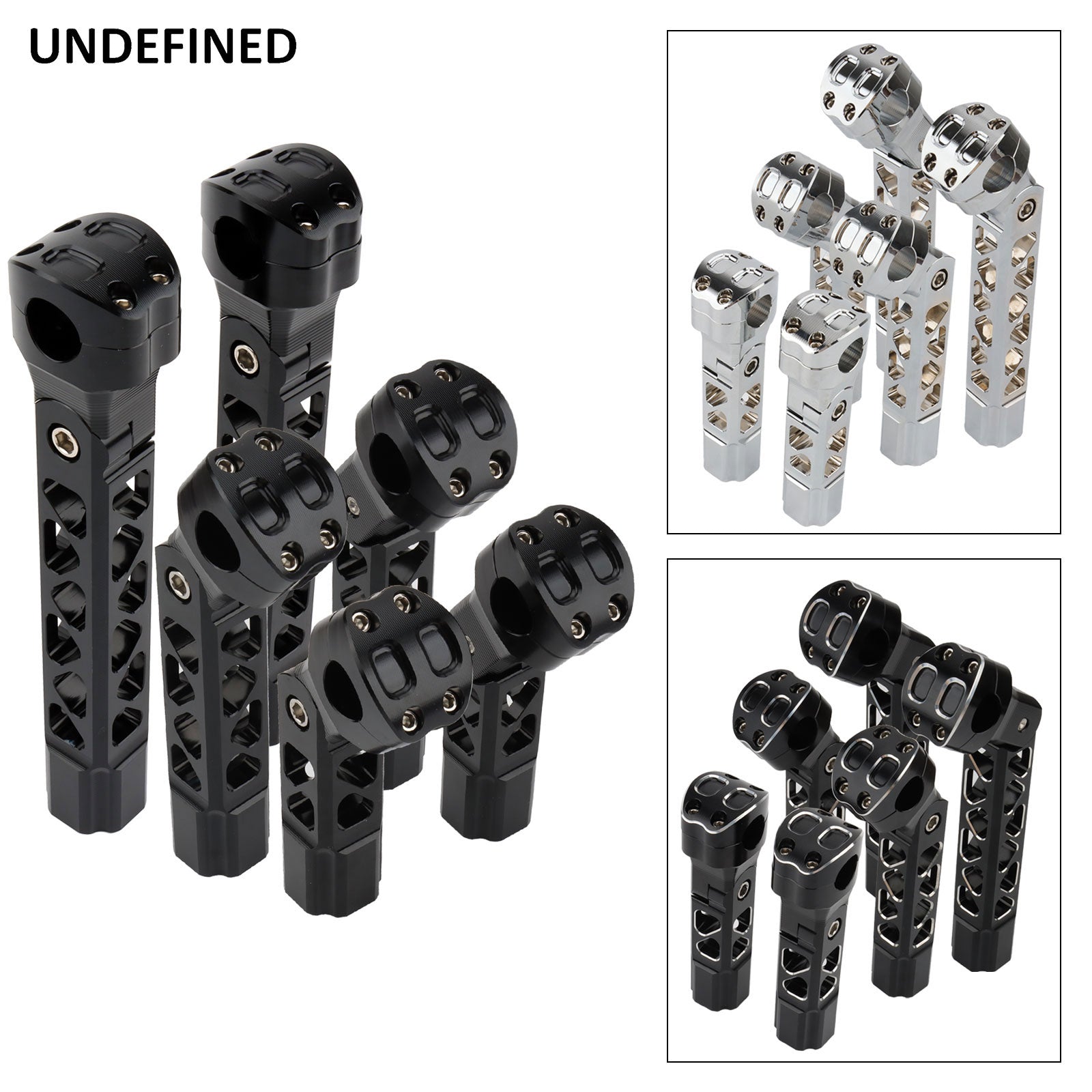 Undefined 1" Adjustable Straight & Pullback risers available in 3 heights