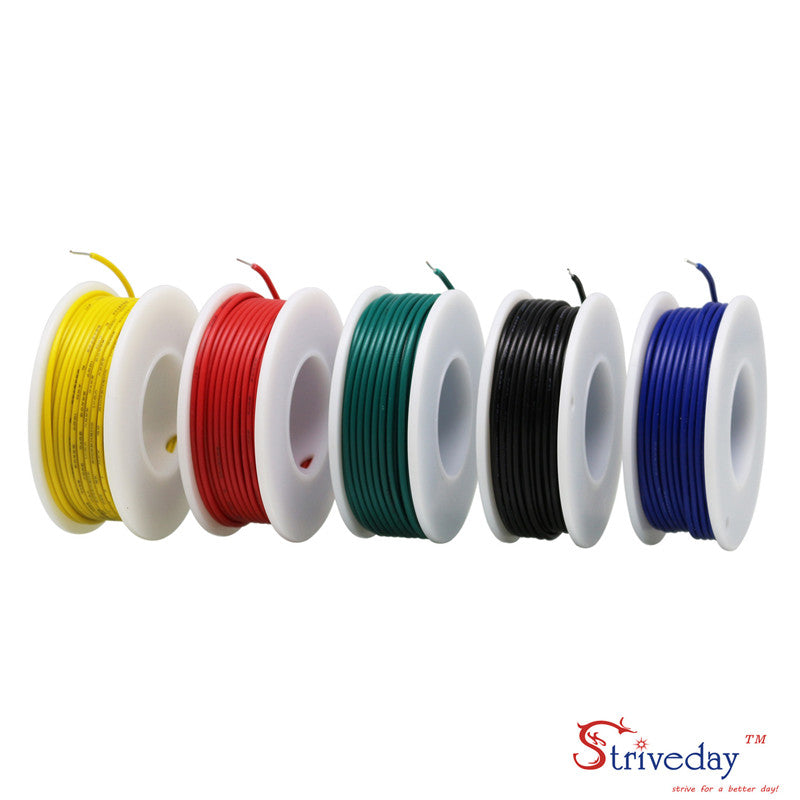 22AWG 40m/box UL 1007 Cable line PCB Wire Tinned Pure copper 5 color Mix Solid Wires Kit Electrical Wire DIY