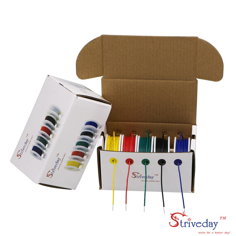 22AWG 40m/box UL 1007 Cable line PCB Wire Tinned Pure copper 5 color Mix Solid Wires Kit Electrical Wire DIY