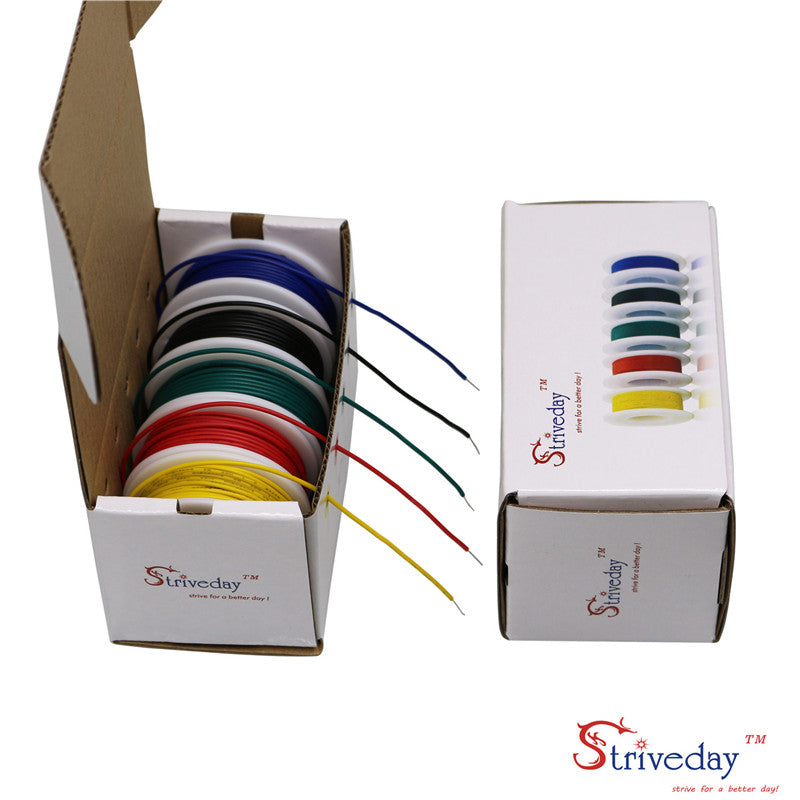 22AWG 40m/box UL 1007 Cable line PCB Wire Tinned Pure copper 5 color Mix Solid Wires Kit Electrical Wire DIY