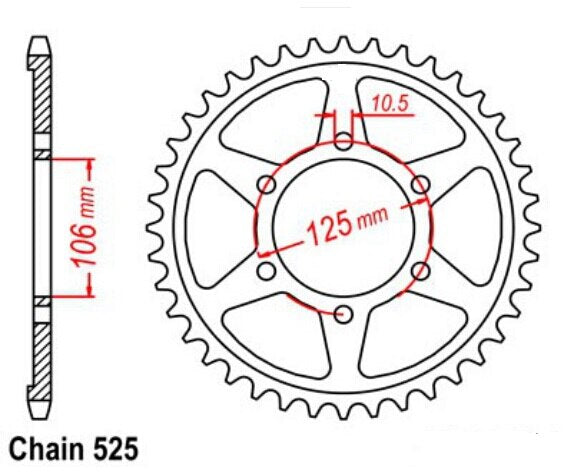 Lopor Rear Sprocket For Modern Triumph  525 Chain 47T Sprocket [shop name]