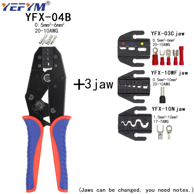 YFX-04B Quick-change Jaw Crimping Pliers Clamp Cable Tube/plug/Insulated terminals Kit Multifunctional Electrical Tools