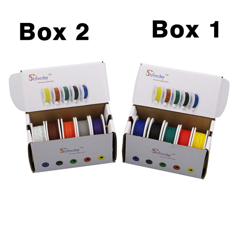 30/28/26/24/22/20/18awg ( 5 colors in a box Mix Stranded Wire Kit ) Electrical Cable Wire Tinned Pure Copper PCB Wire