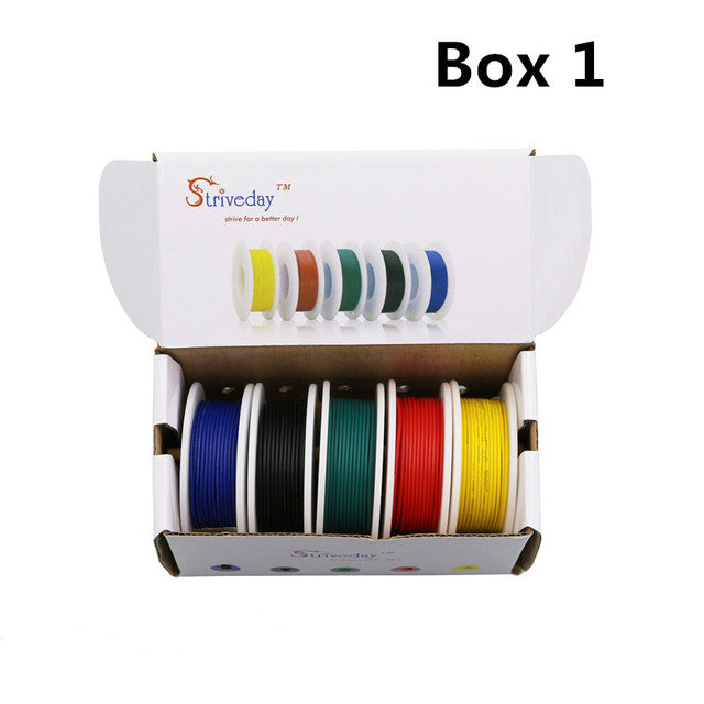30/28/26/24/22/20/18awg ( 5 colors in a box Mix Stranded Wire Kit ) Electrical Cable Wire Tinned Pure Copper PCB Wire