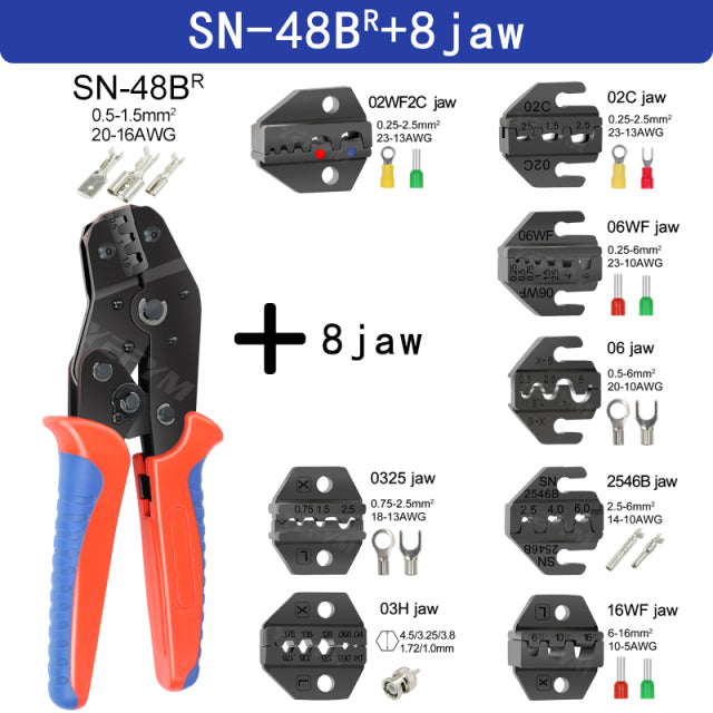 Crimping Pliers Set SN-48BS(=SN-48B+SN-28B) Jaw Kit for 2.8 4.8 6.3 VH3.96/Tube/Insulation Terminals Electrical Clamp Min Tools