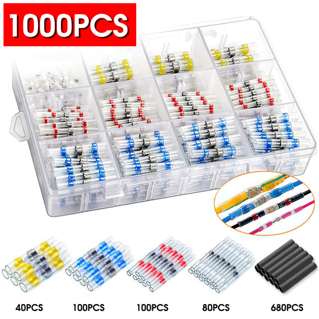 1200/800/50PCS Heat Shrink Butt Crimp Terminals Waterproof Solder Seal Electrical Connectors Wire Cable Splice Automotive Marine