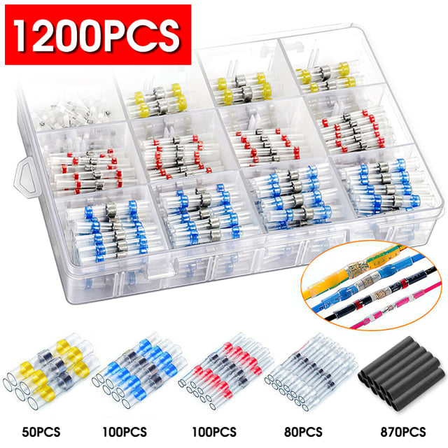 1200/800/50PCS Heat Shrink Butt Crimp Terminals Waterproof Solder Seal Electrical Connectors Wire Cable Splice Automotive Marine