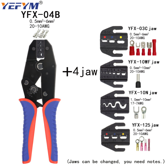 YFX-04B Quick-change Jaw Crimping Pliers Clamp Cable Tube/plug/Insulated terminals Kit Multifunctional Electrical Tools